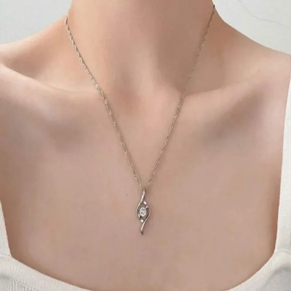 3pcs New Design Cubic Zirconia Decor Heart Shaped Necklace & Earrings Set, - Picture 4 of 7